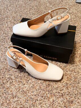 IDIFU Women's Block Slingback Heel with Square Toe